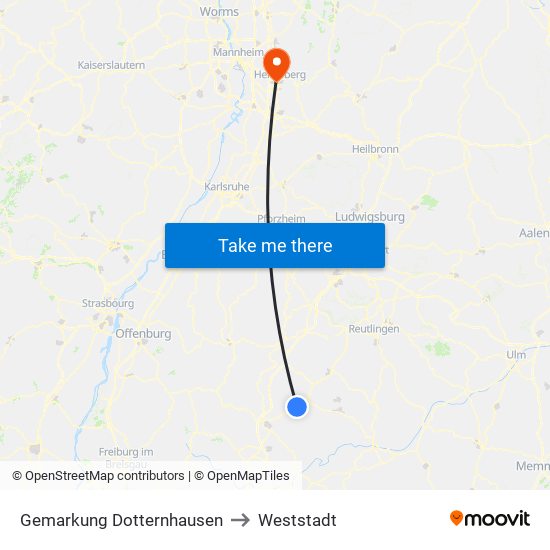 Gemarkung Dotternhausen to Weststadt map