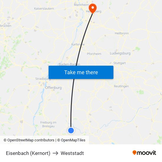 Eisenbach (Kernort) to Weststadt map