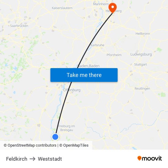 Feldkirch to Weststadt map