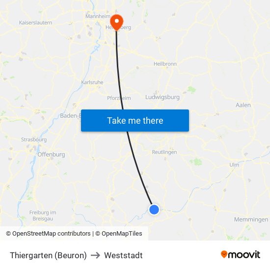 Thiergarten (Beuron) to Weststadt map