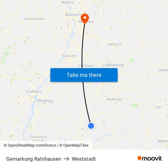 Gemarkung Ratshausen to Weststadt map
