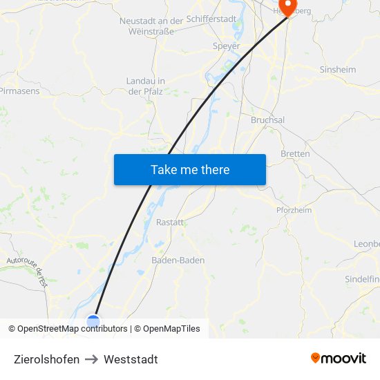 Zierolshofen to Weststadt map
