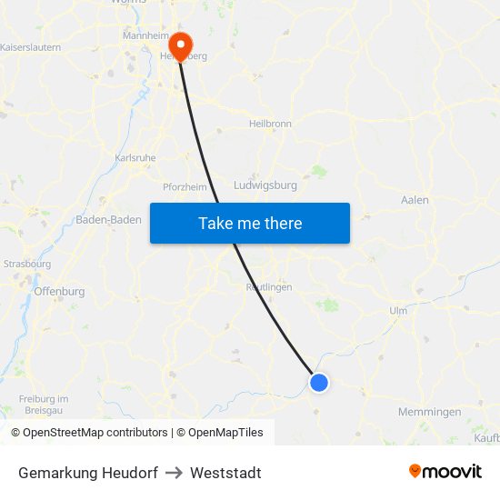 Gemarkung Heudorf to Weststadt map