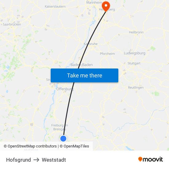 Hofsgrund to Weststadt map