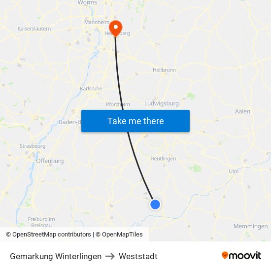 Gemarkung Winterlingen to Weststadt map