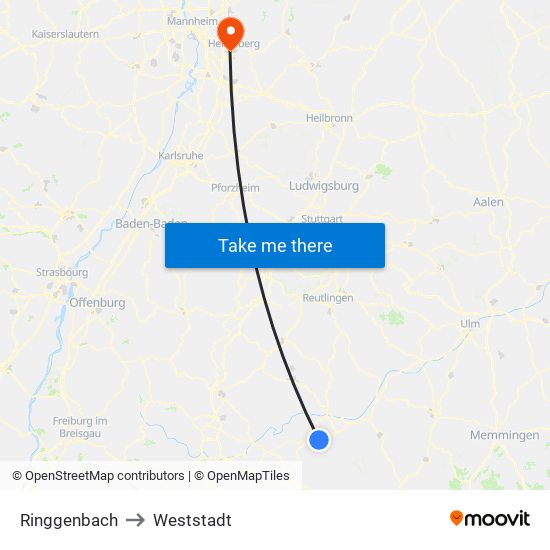 Ringgenbach to Weststadt map