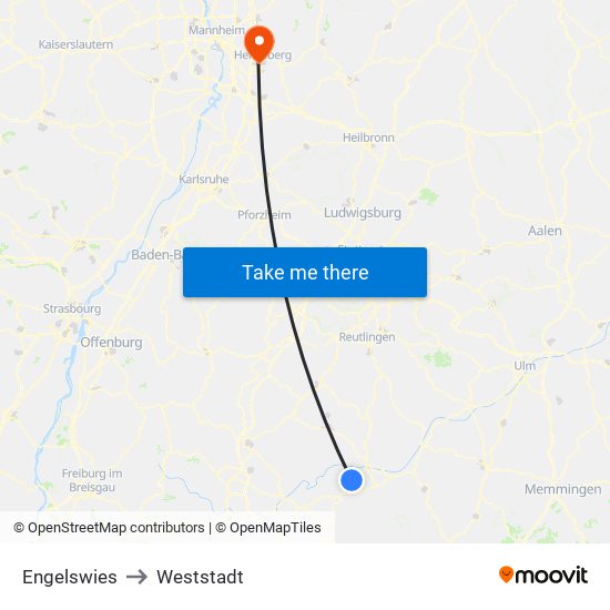 Engelswies to Weststadt map