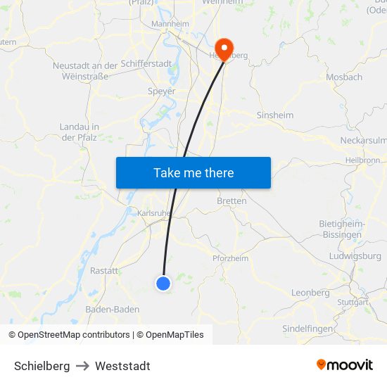 Schielberg to Weststadt map