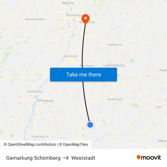 Gemarkung Schömberg to Weststadt map