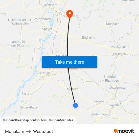 Monakam to Weststadt map