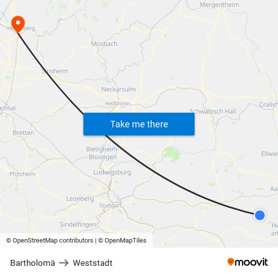 Bartholomä to Weststadt map