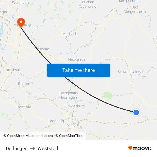 Durlangen to Weststadt map