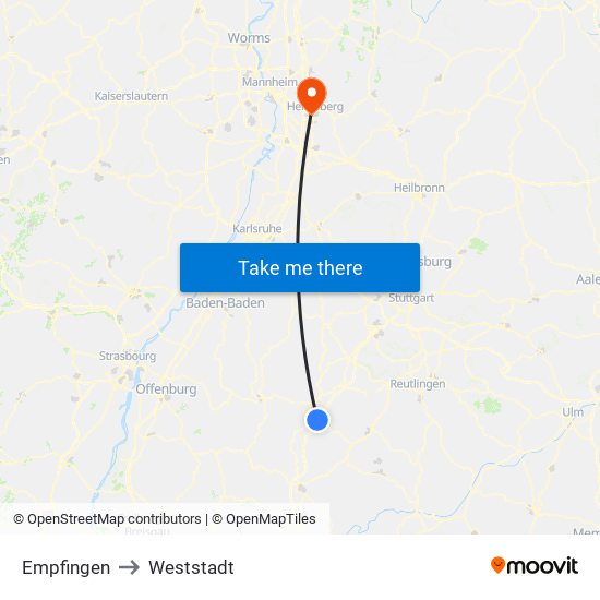Empfingen to Weststadt map