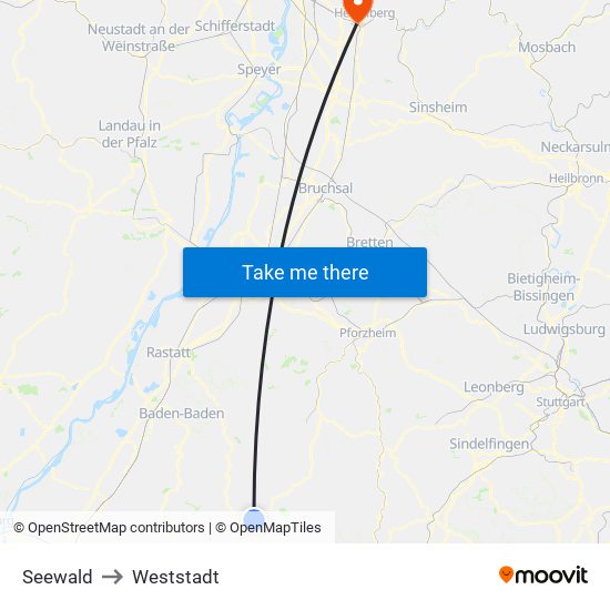 Seewald to Weststadt map