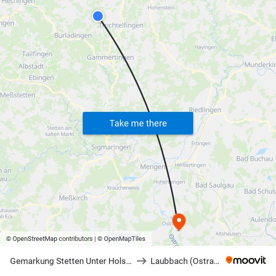 Gemarkung Stetten Unter Holstein to Laubbach (Ostrach) map