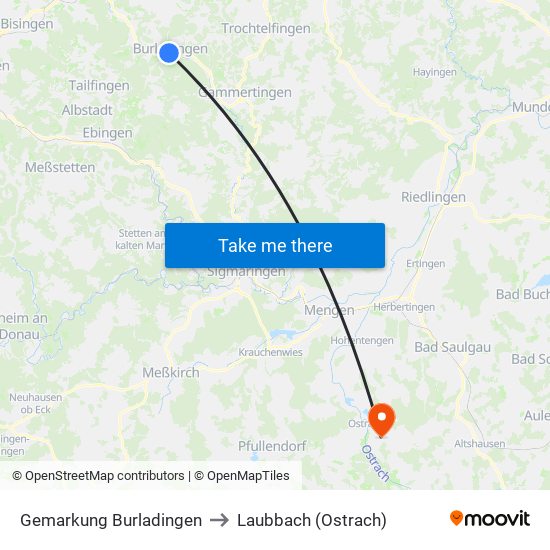 Gemarkung Burladingen to Laubbach (Ostrach) map