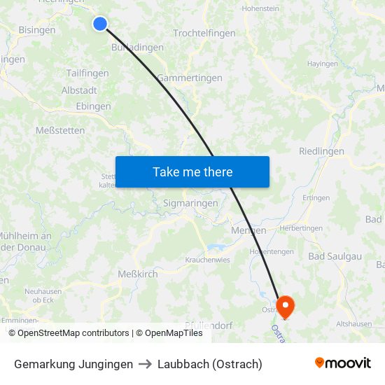 Gemarkung Jungingen to Laubbach (Ostrach) map