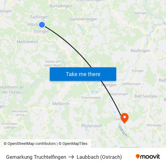 Gemarkung Truchtelfingen to Laubbach (Ostrach) map