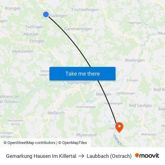 Gemarkung Hausen Im Killertal to Laubbach (Ostrach) map