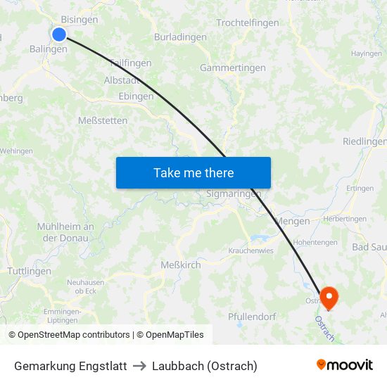 Gemarkung Engstlatt to Laubbach (Ostrach) map