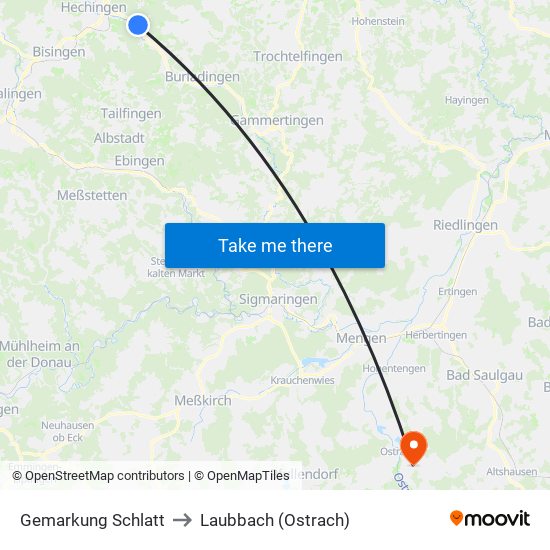 Gemarkung Schlatt to Laubbach (Ostrach) map