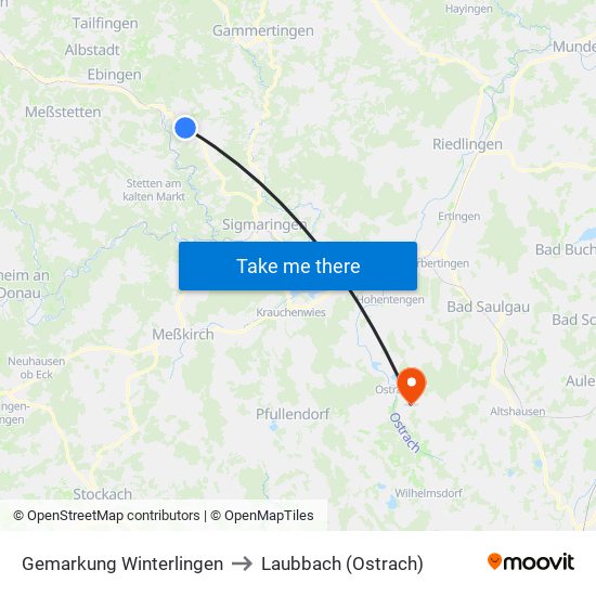 Gemarkung Winterlingen to Laubbach (Ostrach) map