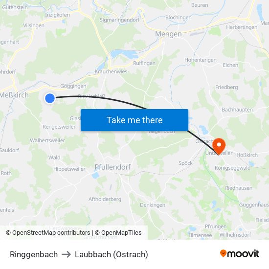 Ringgenbach to Laubbach (Ostrach) map