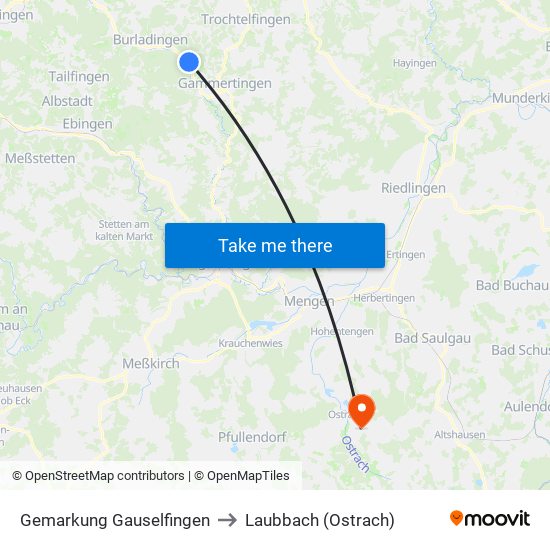 Gemarkung Gauselfingen to Laubbach (Ostrach) map