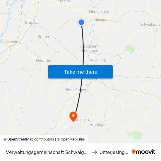 Verwaltungsgemeinschaft Schwaigern to Unterjesingen map