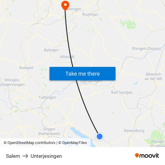 Salem to Unterjesingen map