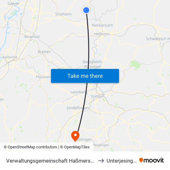 Verwaltungsgemeinschaft Haßmersheim to Unterjesingen map