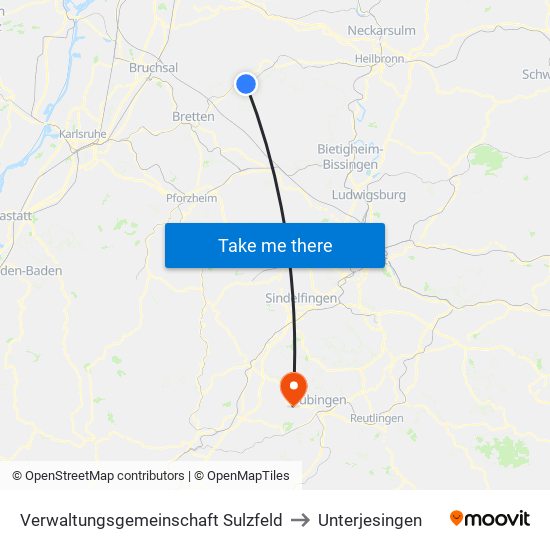 Verwaltungsgemeinschaft Sulzfeld to Unterjesingen map