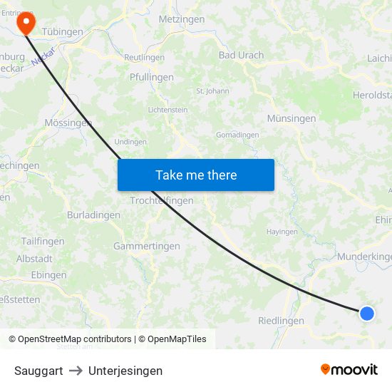 Sauggart to Unterjesingen map