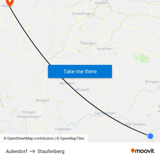 Aulendorf to Staufenberg map