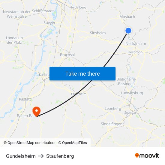 Gundelsheim to Staufenberg map