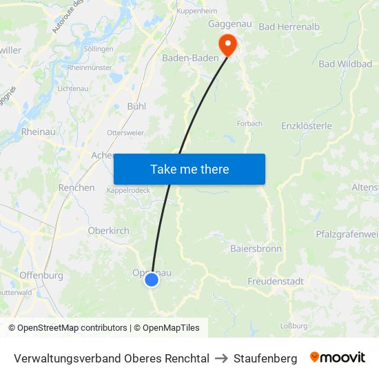 Verwaltungsverband Oberes Renchtal to Staufenberg map