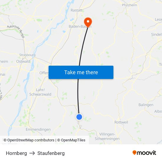 Hornberg to Staufenberg map