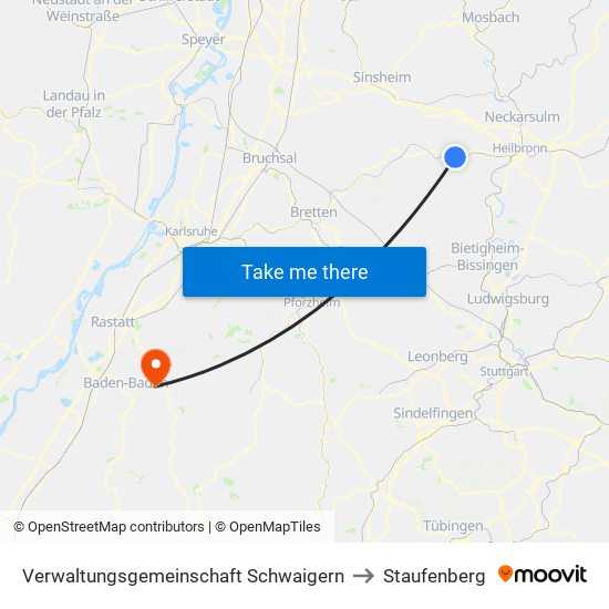 Verwaltungsgemeinschaft Schwaigern to Staufenberg map