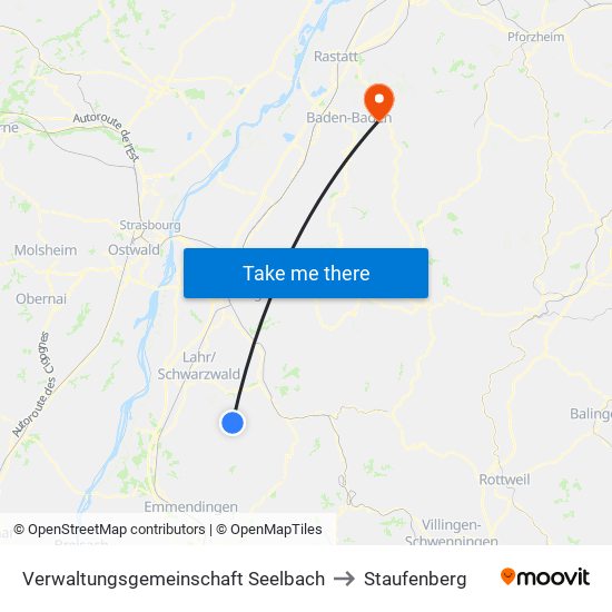 Verwaltungsgemeinschaft Seelbach to Staufenberg map