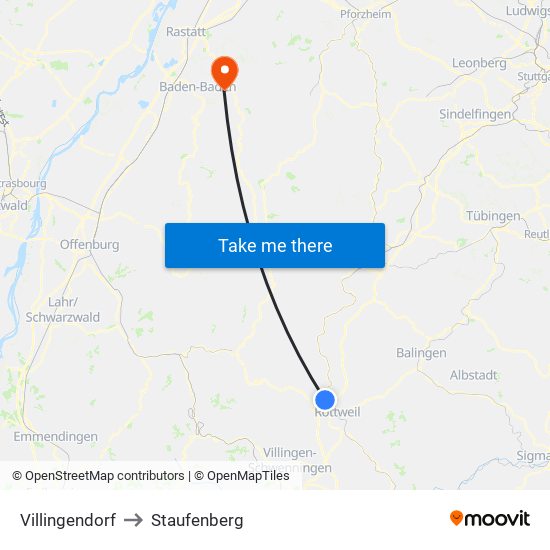 Villingendorf to Staufenberg map