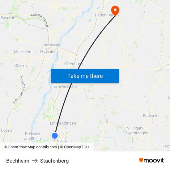 Buchheim to Staufenberg map