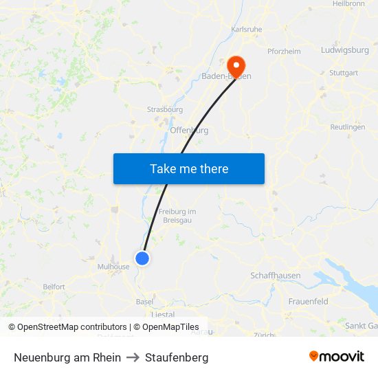 Neuenburg am Rhein to Staufenberg map