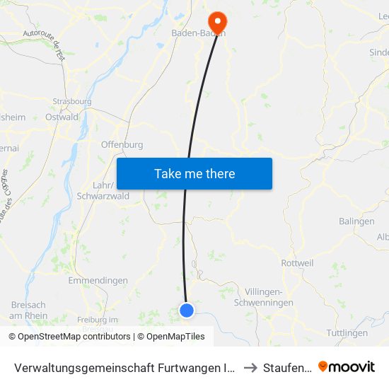 Verwaltungsgemeinschaft Furtwangen Im Schwarzwald to Staufenberg map