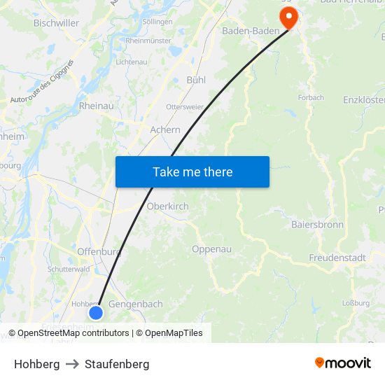 Hohberg to Staufenberg map