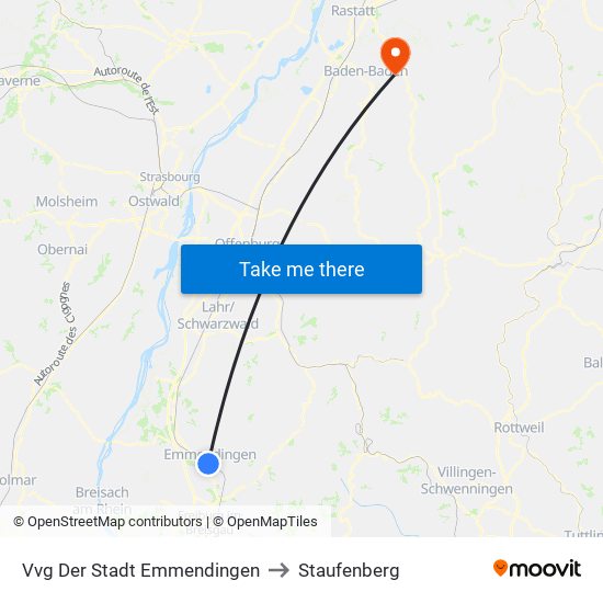 Vvg Der Stadt Emmendingen to Staufenberg map