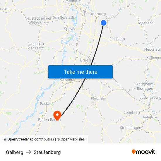 Gaiberg to Staufenberg map