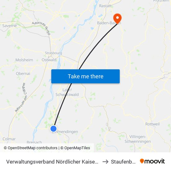 Verwaltungsverband Nördlicher Kaiserstuhl to Staufenberg map