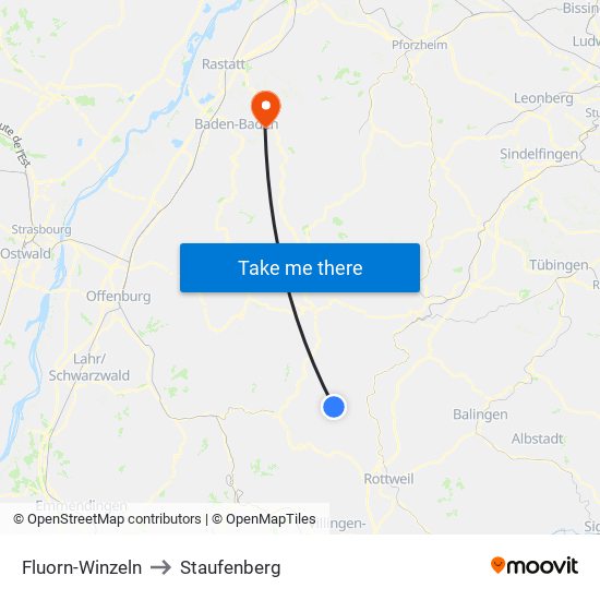 Fluorn-Winzeln to Staufenberg map