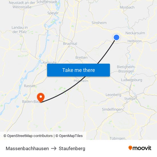 Massenbachhausen to Staufenberg map