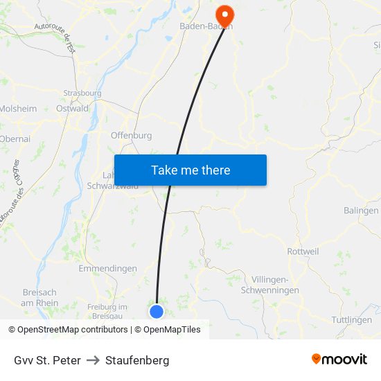 Gvv St. Peter to Staufenberg map